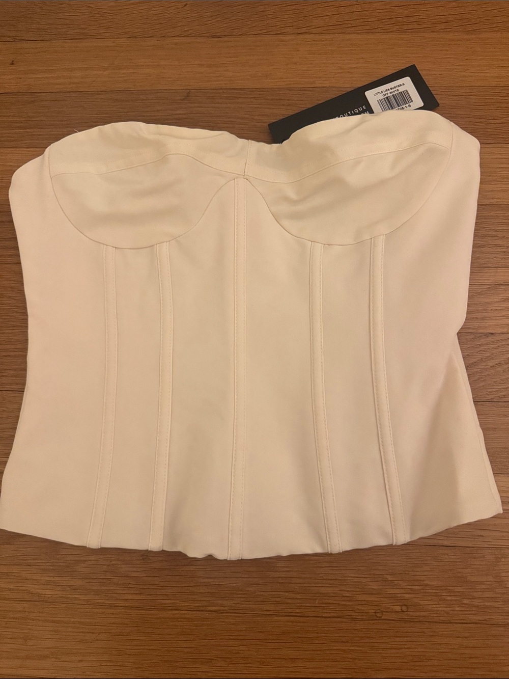 White Fox Boutique Cream Strapless Bustier Corset Top